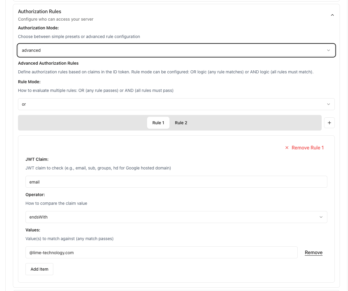 Configuración de Reglas de Autorización