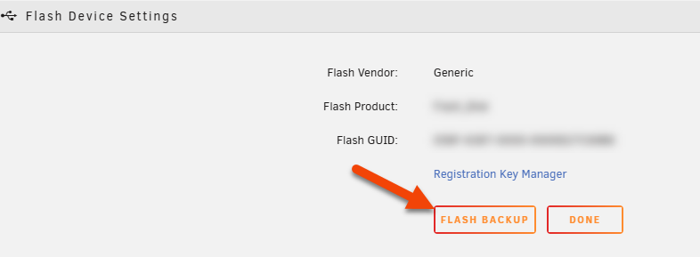WebGUI 内の Boot Device Backup コントロール